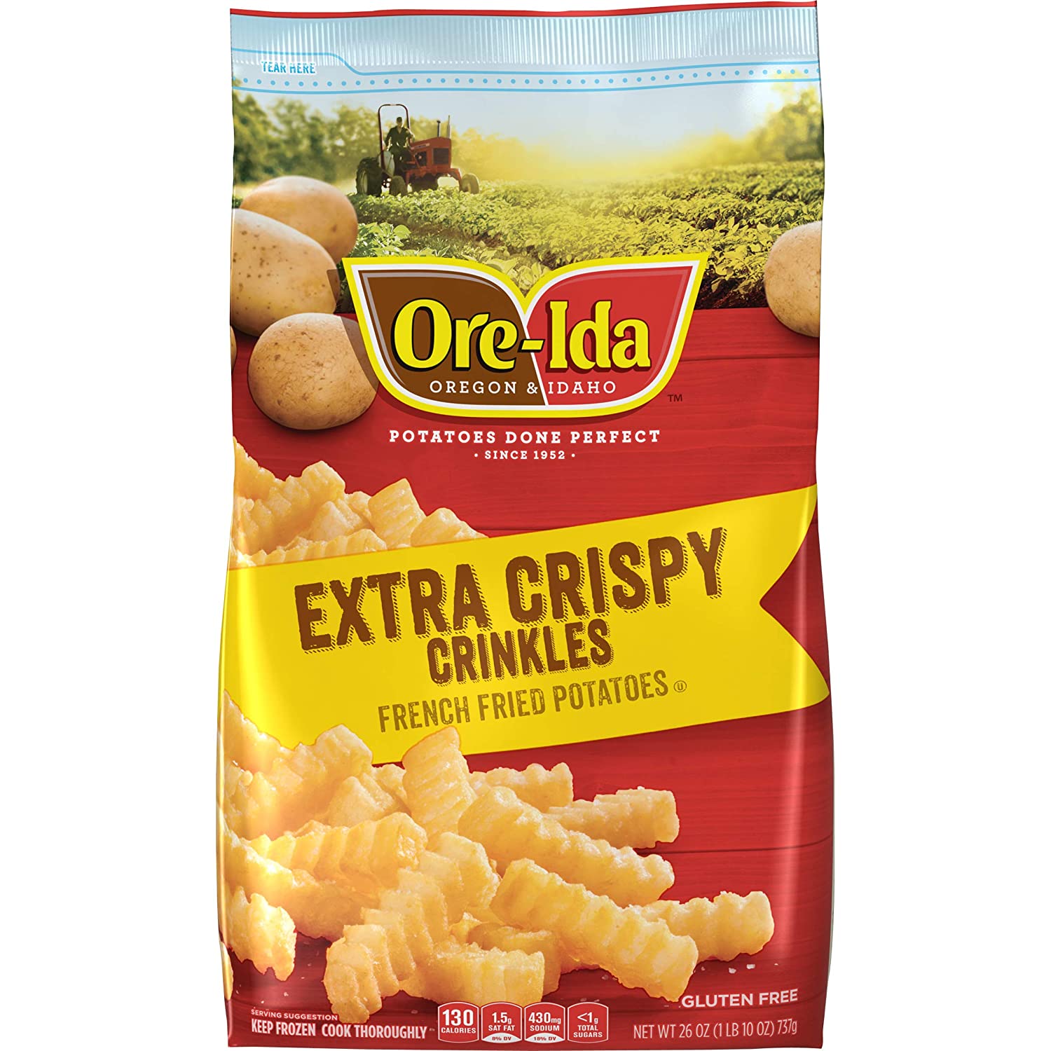 Ore-Ida Extra Crispy Golden Crinkles Frozen Fries (26 oz Bag)